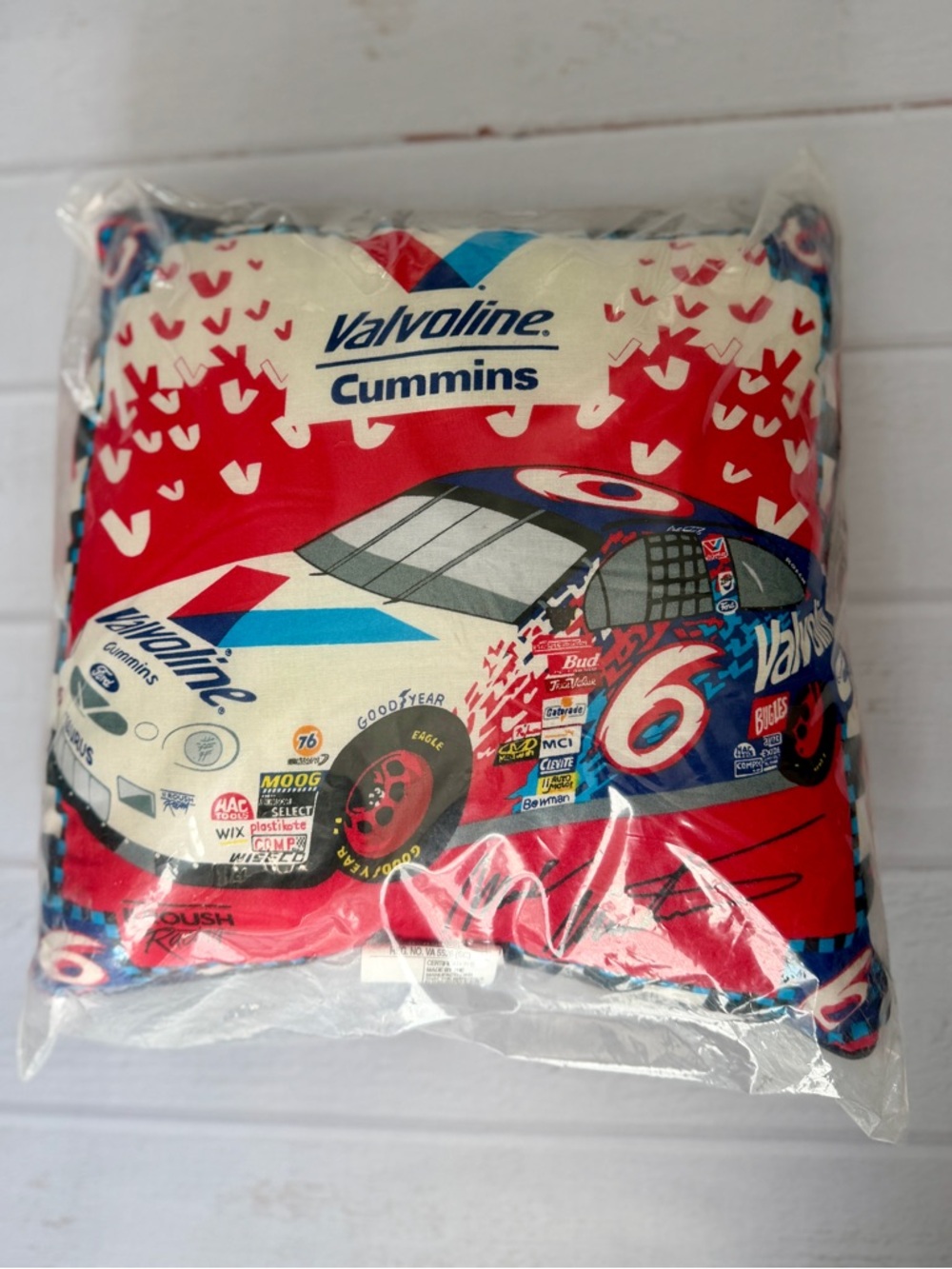 Vintage NASCAR Mark Martin #6 Valvoline Cummins Decorative Pillow Sealed NIP